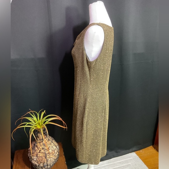 Donna Ricco Vintage  ( 90’s ) Gold Cowl Neck Sheath Dress - Picture 4 of 12